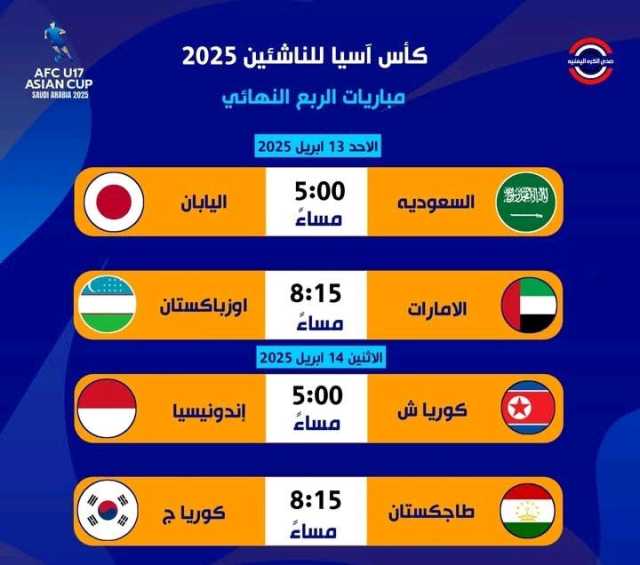 مباريات ربع نهائي كأس آسيا للناشئين.. السعودية تصطدم باليابان
