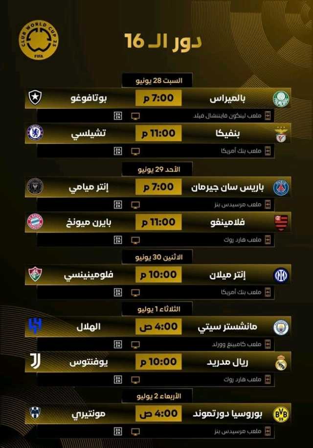 المباريات المنقولة على قنوات ΜBC في ثمن نهائي كأس العالم للأندية