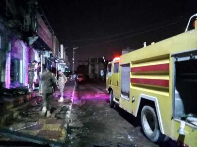 الدفاع المدني بمحافظة مأرب يخمد حريقا نشب في محل تجاري للمفروشات