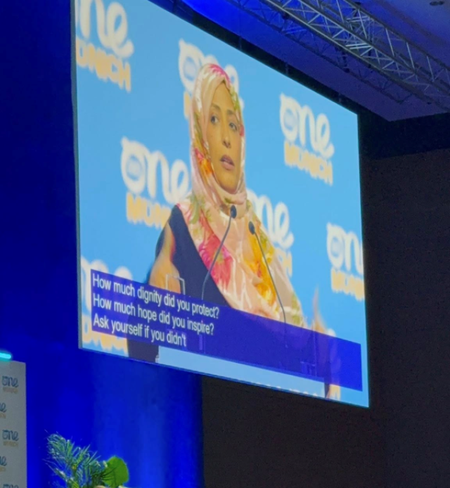 من ميونيخ.. الحائزة على نوبل تدعو الشباب لقيادة التغيير العالمي: قفوا مع غزة واليمن والسودان