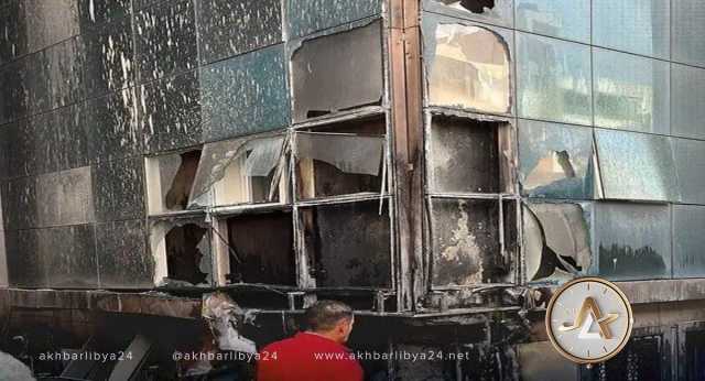 حريق بمبنى هيئة الأوقاف في العاصمة طرابلس