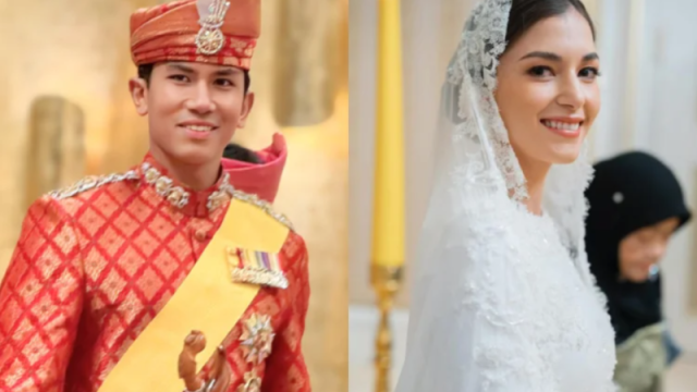 الأمير عبد المتين وعروسه أنيشا في الزفاف الملكي.. شاهدوا الصور
