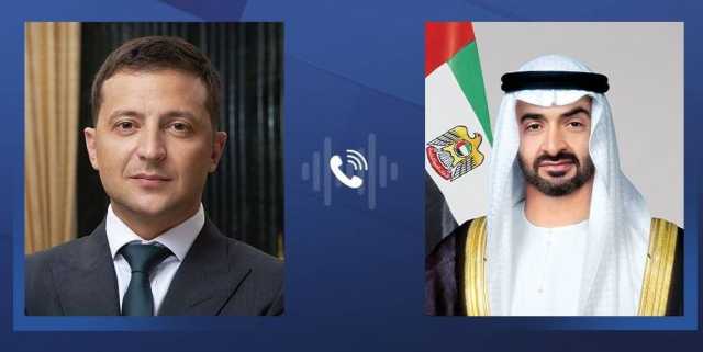 محمد بن زايد يتلقى شكر زيلينسكي على جهود الإمارات في نجاح تبادل الأسرى مع روسيا