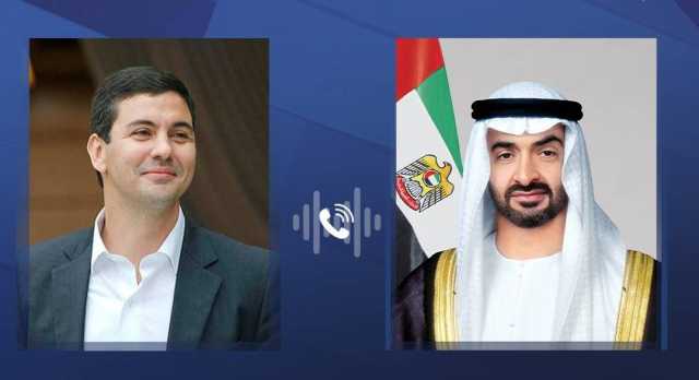 محمد بن زايد ورئيس باراغواي يبحثان العلاقات والجهود المبذولة للاستجابة للأزمة الإنسانية في غزة