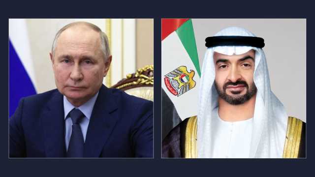 محمد بن زايد يستقبل الرئيس الروسي في قصر الوطن بأبوظبي