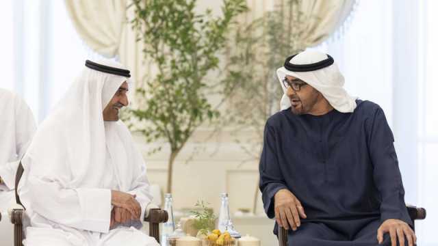 محمد بن زايد يبحث مع حمد الشرقي وولي عهده وعمار النعيمي شؤون الوطن والمواطن