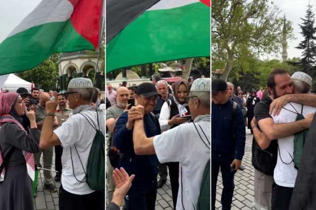 شاهد.. أميركي ذهب لنصرة غزة ضمن أسطول الحرية فأشهر إسلامه في إسطنبول