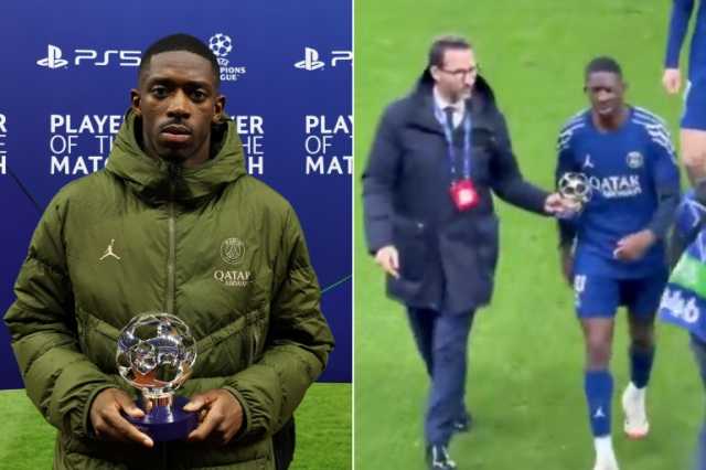 لماذا رفض ديمبلي تسلم جائزة أفضل لاعب بمباراة سان جيرمان وأستون فيلا؟