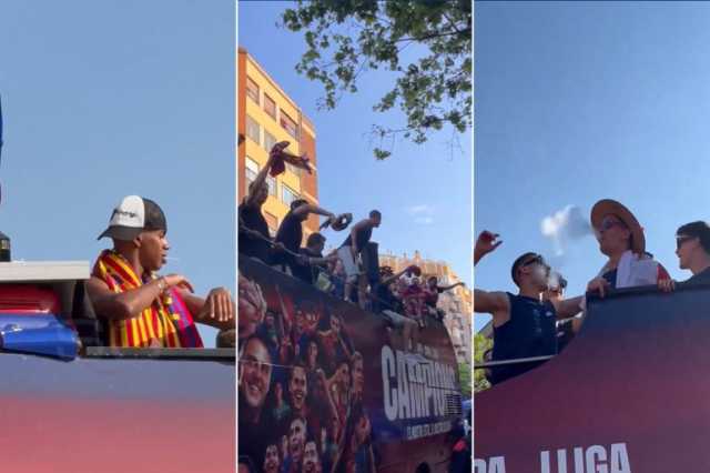 أبرز مشاهد احتفالات برشلونة بالليغا.. تدخين تشيزني ومصاصة لامين جمال