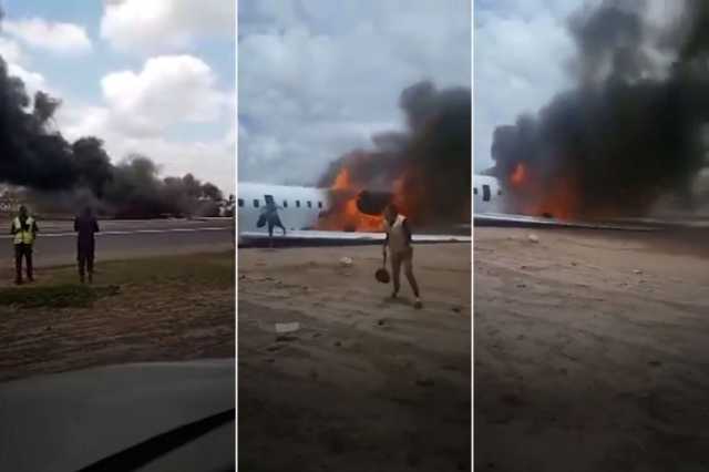 شاهد.. لحظة تحطم طائرة تقل وزير المناجم الكونغولي