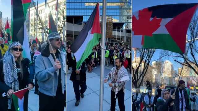 شاهد.. لأول مرة علم فلسطين يرفرف على سارية كالغاري الكندية