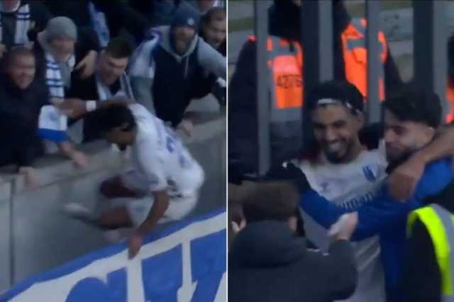 شاهد.. سقوط لاعب في خندق أثناء الاحتفال بهدف