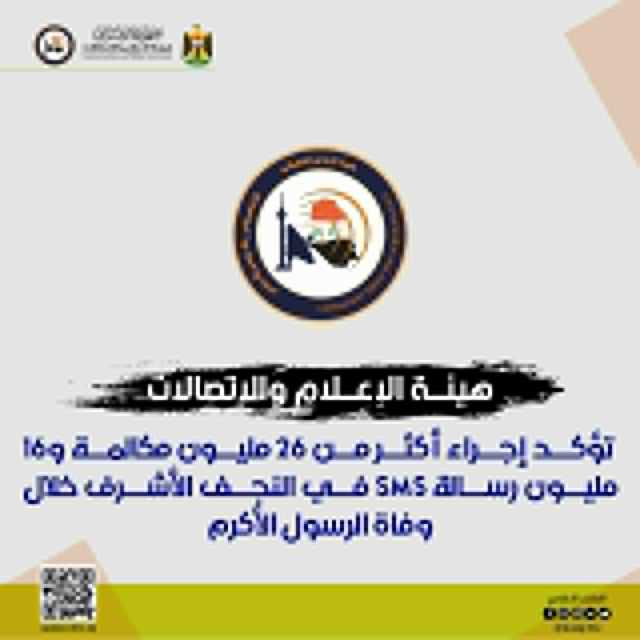 اكثر من 40 مليون مكالمة ورسالة اجريت خلال زيارة وفاة الرسول ص