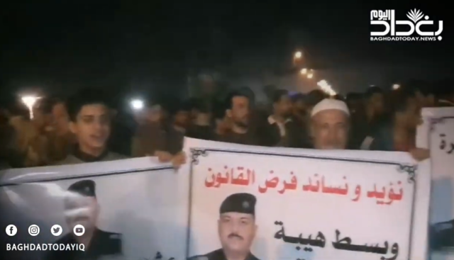 مسيرات ليلية شمال البصرة لتأييد قائد الشرطة في ردع الخارجين عن القانون (فيديو)