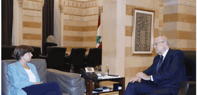 ميقاتي يستقبل وزيرة خارجية فرنسا في السرايا