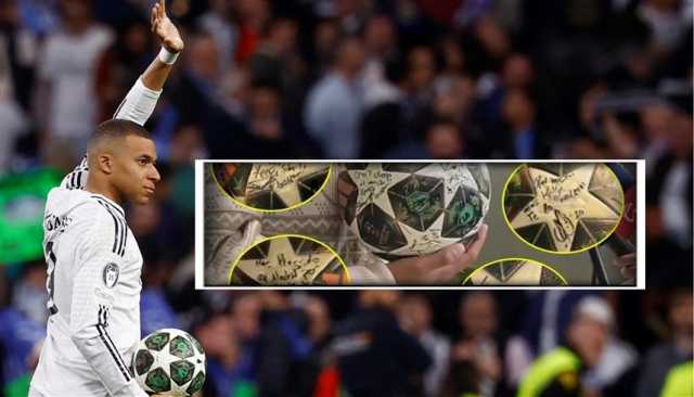 ماذا كتب لاعبو ريال مدريد على كرة 'هاتريك' مبابي؟