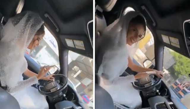 عروس تقود سيارة الزفاف.. مشهد استثنائي يُشعل مواقع التواصل