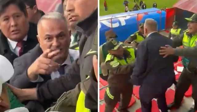 شاهد.. رئيس اتحاد كرة يتشاجر مع مشجع