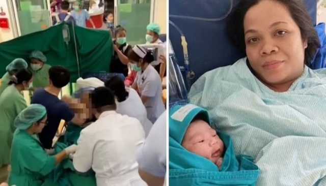 فيديو مذهل لعملية ولادة خلال زلزال تايلاند