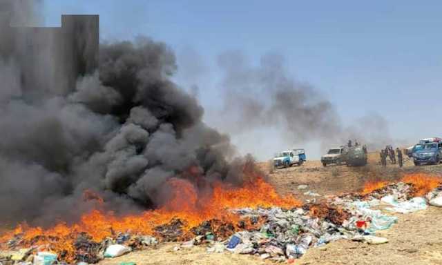 اتلاف أكثر من 17 طنا من مادة الحشيش المخدر في صعدة