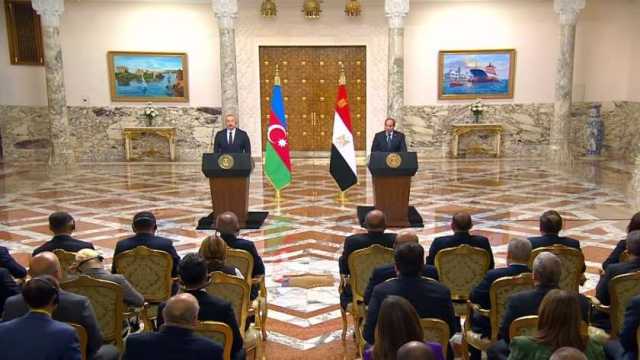 الرئيس السيسي لنظيره الأذربيجاني: القضية الفلسطينية صلب قضايا المنطقة