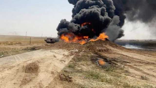 حريق هائل في خط أنابيب لنقل النفط بسوريا (فيديو)