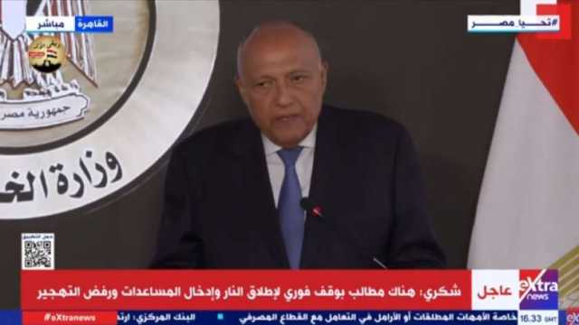 سامح شكري: الوضع بغزة يتطلب وقفا فوريا لإطلاق النار.. «لا نتحمل الآلام»