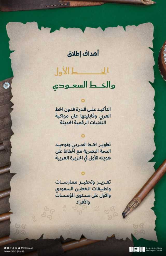 وزارة الثقافة تعلن إطلاق “الخط الأول” و”الخط السعودي” وتطوير تطبيقاتهما الرقمية