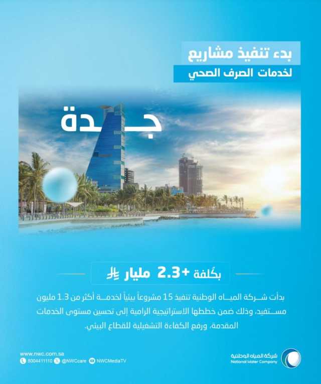 “المياه الوطنية” تشرع في تنفيذ 15 مشروعًا بيئيًا في جدة بأكثر من 2.3 مليار ريال