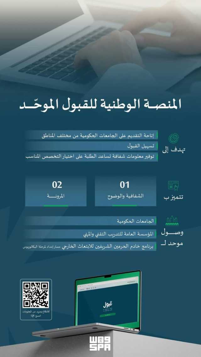 “التعليم” تُطلق “منصة قبول” الوطنية لتوحيد إجراءات القبول في الجامعات والجهات التعليمية