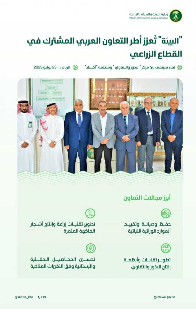 “البيئة” تؤكّد أهمية التكامل العربي في تطوير نظم إنتاج وحفظ البذور لتحقيق الأمن الغذائي
