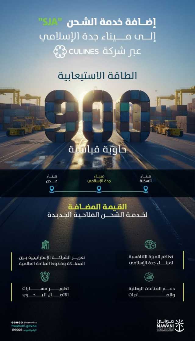 إضافة خدمة شحن جديدة إلى ميناء جدة الإسلامي