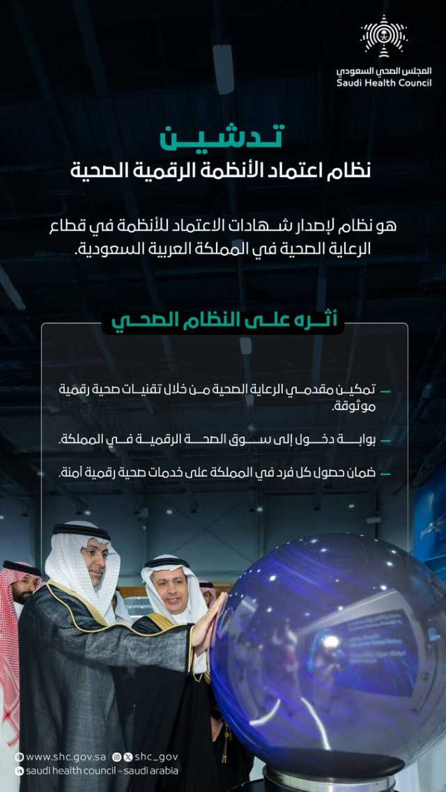 وزير الصحة يدشّن نظام اعتماد الأنظمة الرقمية الصحية لتعزيز كفاءة تقديم الخدمات الطبية