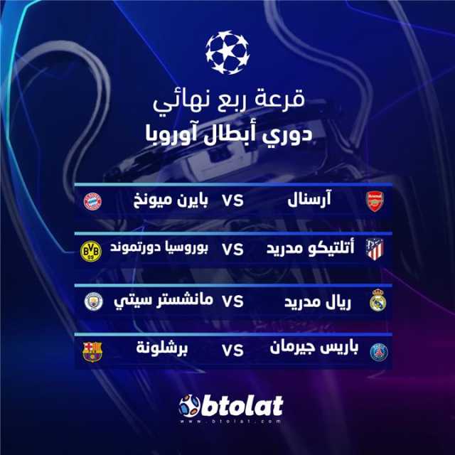 قرعة نارية لربع نهائي دوري «أبطال أوروبا»