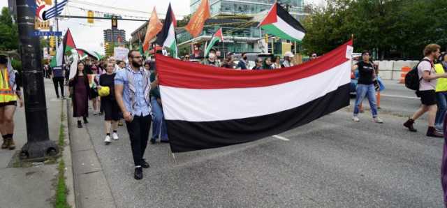 مسيرة تضامنية مع الشعب الفلسطيني واليمني في مدينة فانكوفر الكندية