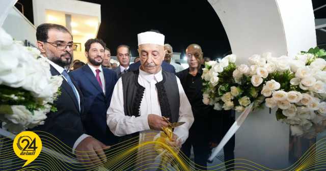 المستشار عقيلة صالح وحماد وبالقاسم حفتر يفتتحون مقر جهاز الأمن الداخلي بدرنة