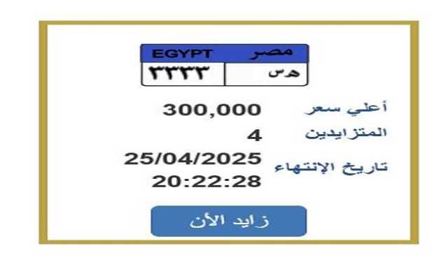 تحمل رقم «ه س 3333».. مزايدة نارية على لوحة سيارة مميزة