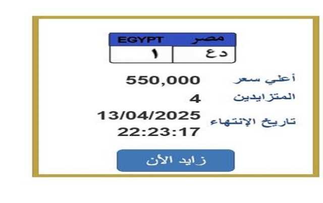 تجاوز سعرها نصف مليون جنيه.. التزايد على لوحة سيارة مميزة