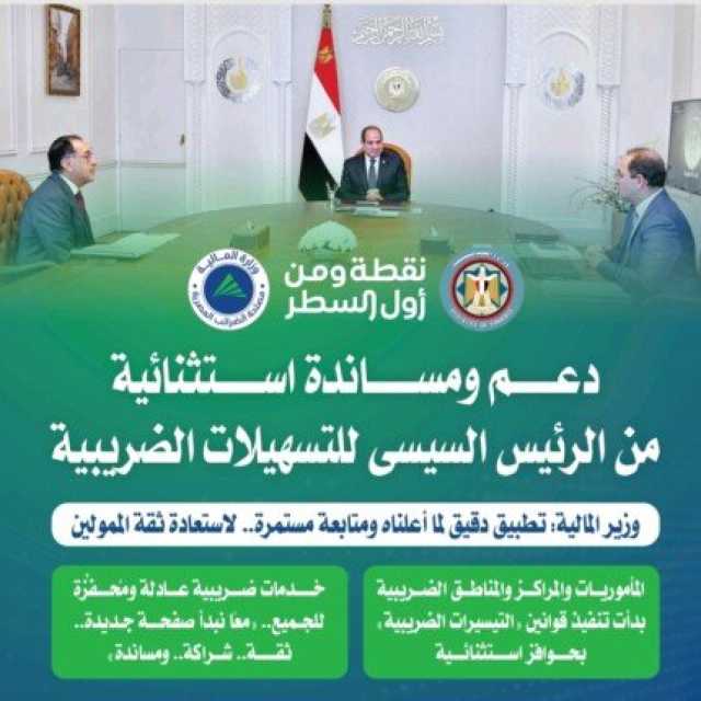 دعم ومساندة استثنائية من الرئيس السيسى للتسهيلات الضريبية