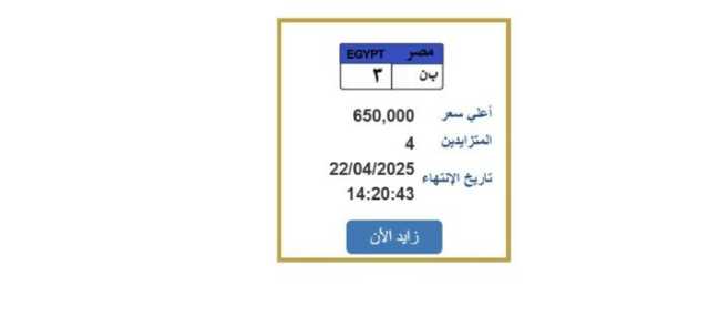 سعرها وصل 650 ألف جنيه.. التزايد يشتعل على لوحة سيارة مميزة