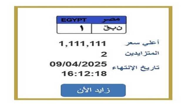 تجاوزت المليون جنيه.. مزايدة علنية مشتعلة على لوحة سيارة مميزة