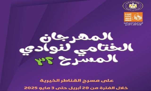 في دورته الـ32.. «قضية أنوف» و«نساء شكسبير» ضمن المهرجان الختامي لنوادي المسرح