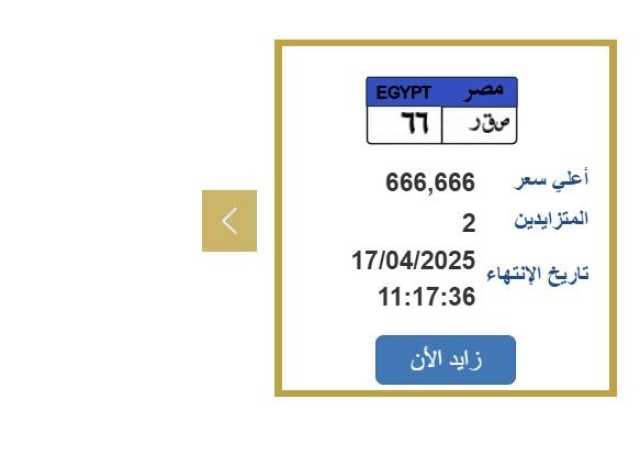 رقمها «ص ق ر 66».. مزايدة نارية على لوحة سيارة مميزة «اعرف الخطوات»