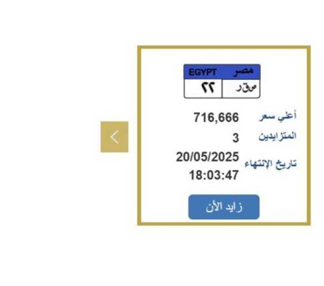 التزايد ينتهي غدًا.. «المرور» تطرح لوحة سيارة مميزة سعرها 716 ألف جنيه
