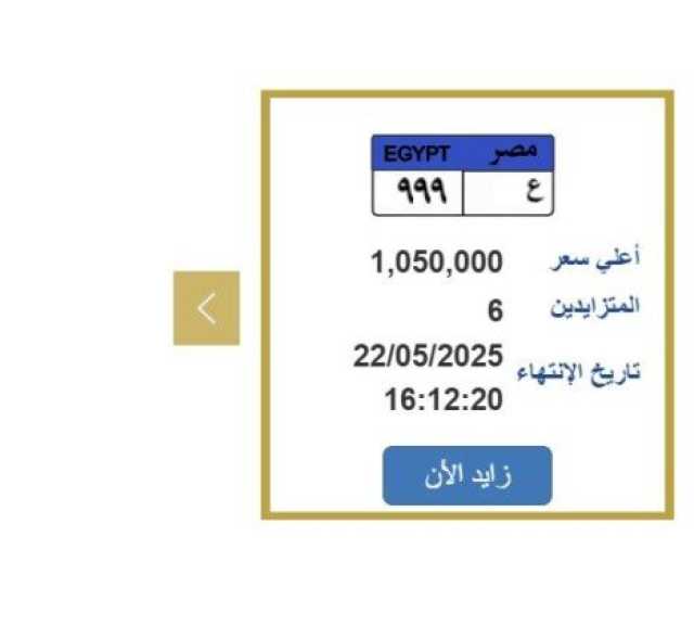«سعرها تخطى مليون جنيه».. التزايد يشتعل على لوحة سيارة مميزة
