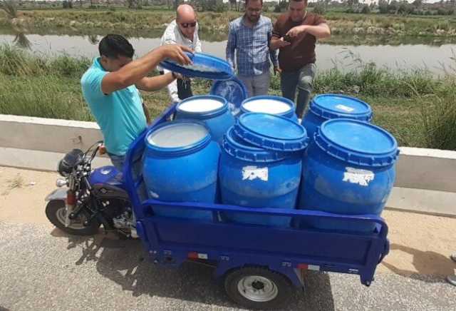 التحفظ على 1400 لتر لبن وعصائر منتهية الصلاحية في حملة ببني سويف