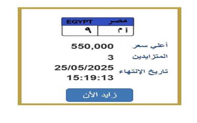 سعرها تخطى النصف مليون جنيه.. التزايد يشتعل على لوحة سيارة مميزة| اعرف الخطوات