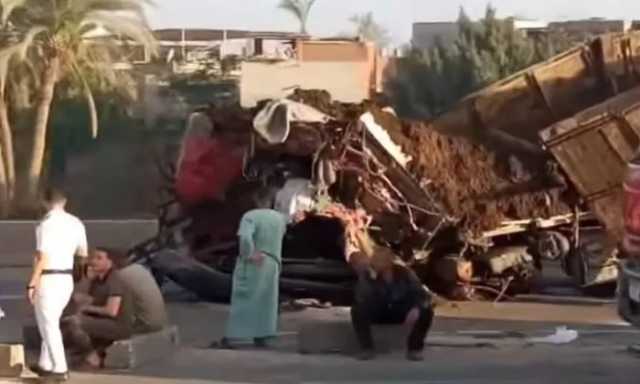 مصرع سائقين في حادث تصادم تريلا بأخرى على إقليمي المنوفية