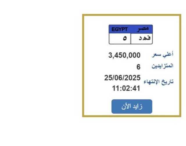 سعرها 3 مليون ونصف.. مزايدة نارية على لوحة سيارة مميزة «اعرف الخطوات»