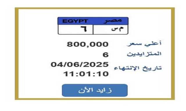 سعرها 800 ألف جنيه.. مزايدة نارية على لوحة سيارة مميزة